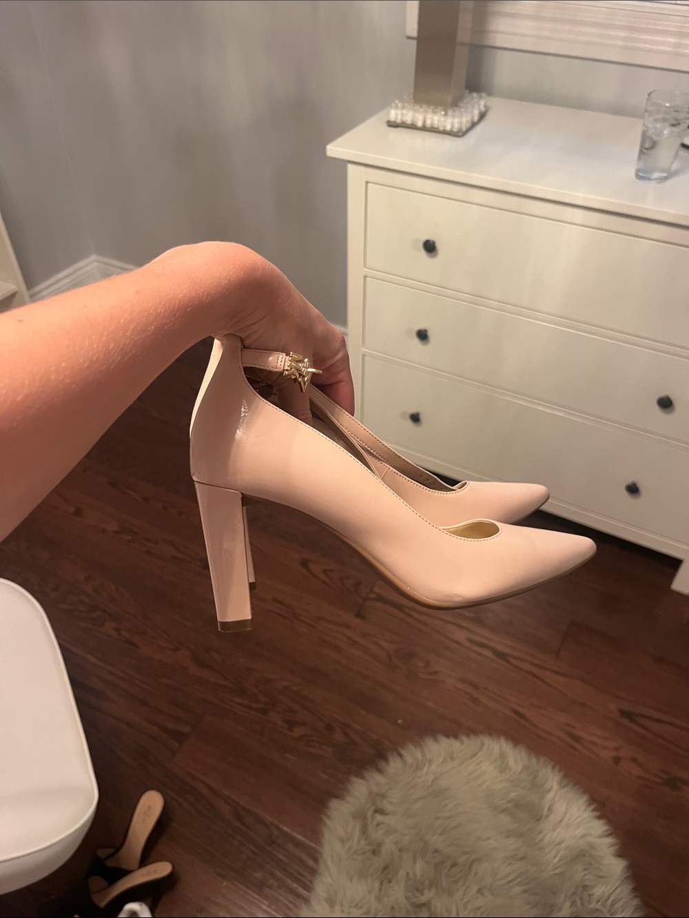 Michael Kors Blush Patent Block Heel Pumps